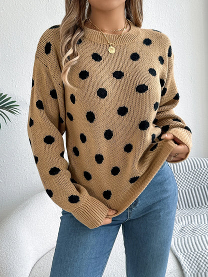 Pull à Pois Femme – Maille et Motifs Contrastés