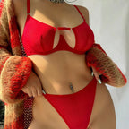 Ensemble de soutien-gorge ultra fin et string avec dentelle creuse pour femmes