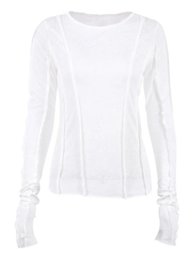 T-Shirt à manches longues et col rond pour femmes