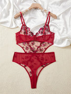 Lingerie sexy body une pièce soutien-gorge slips pour femmes