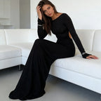 Robe longue à dos nu ajouré pour femmes