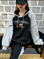Sweat à capuche raglan imprimé Cartagena Colombia pour femmes