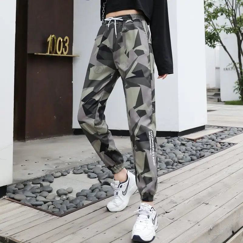 Pantalon camouflage taille haute élastique pour femmes