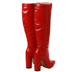 Botte en cuir verni pointu talons fins fermeture éclair pour femmes