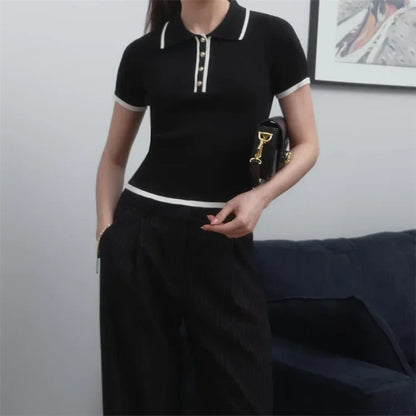 Pull Femme – Col et Manches Courtes