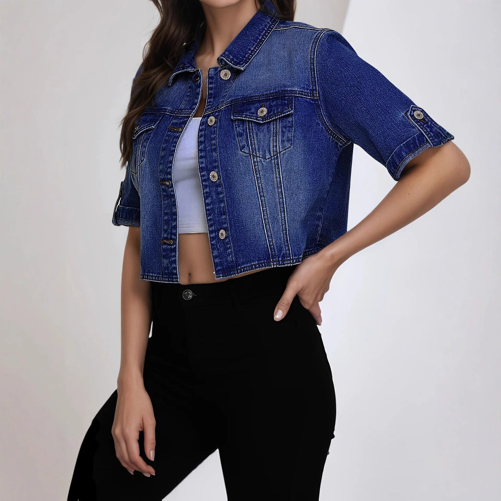 Veste en jean courte légère pour femmes