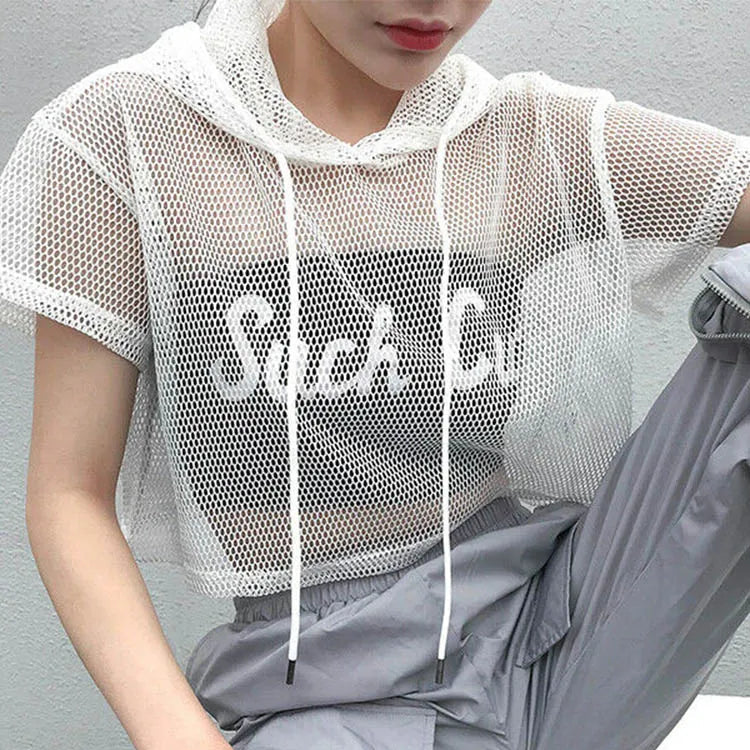 T-Shirt transparent à manches courtes pour femmes