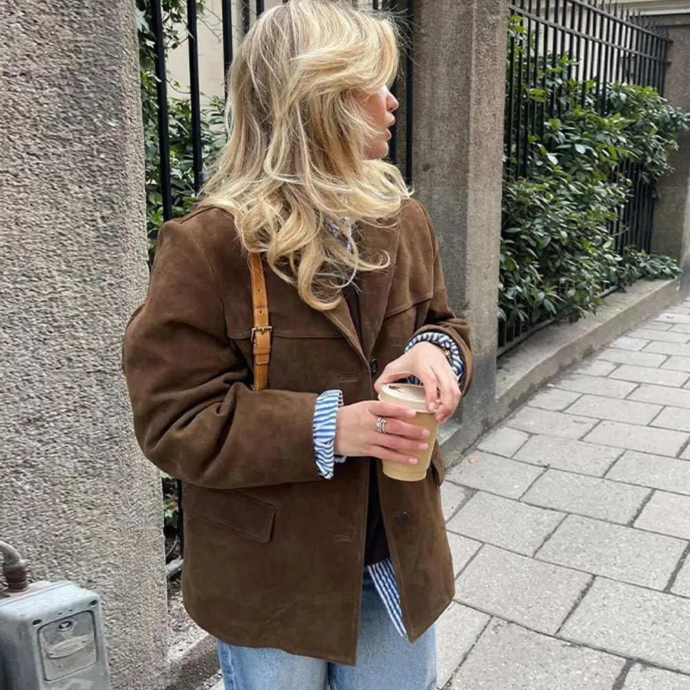 Veste confortable et décontractée de couleur unie pour femmes