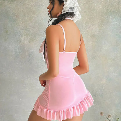Ensemble Babydoll Femme – Nuisette en Dentelle Transparente et Culotte