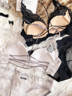 Ensemble soutien-gorge brassière push-up à décolleté plongeant et culotte pour femmes
