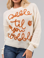 Pull en tricot brodé de lettres pour femmes