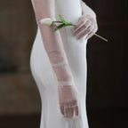 Gants longs blancs en tulle transparent pour femmes