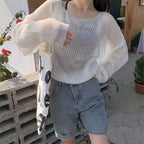 Pull en tricot ajouré simple pour femmes