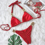 Maillot de bain deux pièces avec biscuits et diamants pour femmes