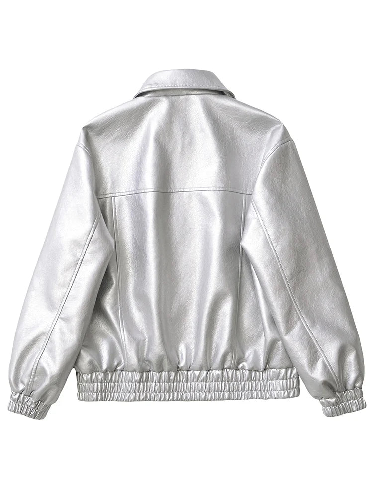 Veste vintage en faux cuir pour femmes