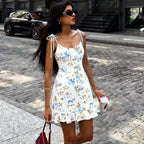 Robe courte imprimée florale pour femmes