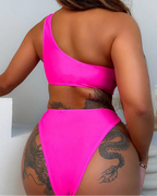 Maillots de bain coupe haute évider une épaule épissage une pièce pour femmes