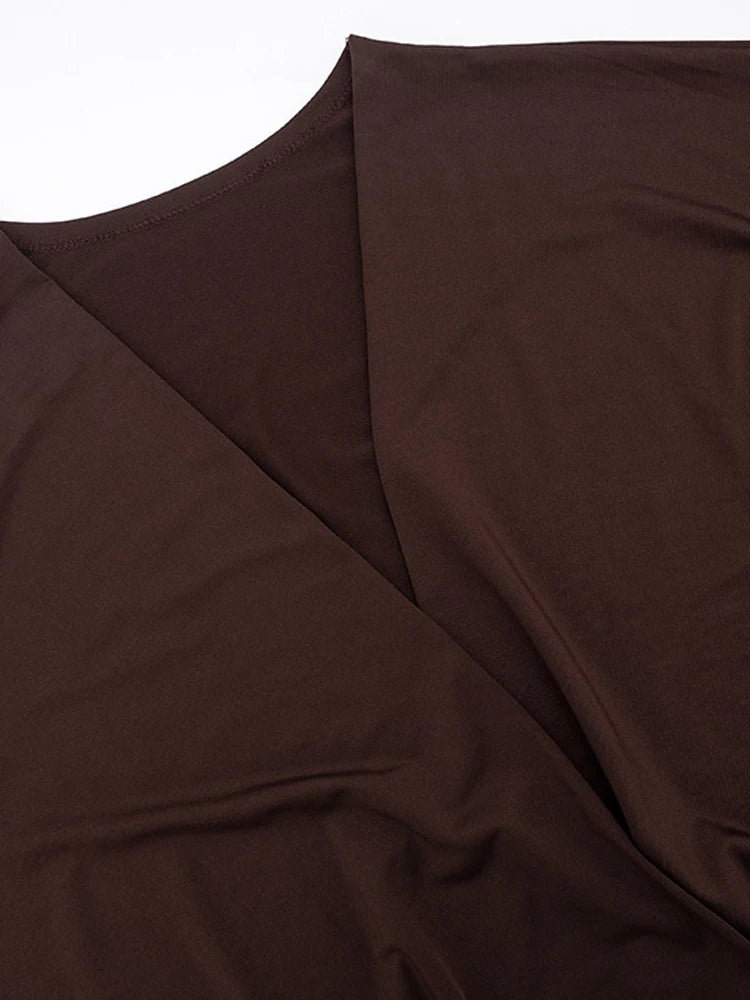 Robe courte décontracté à manches longues drapé pour femmes