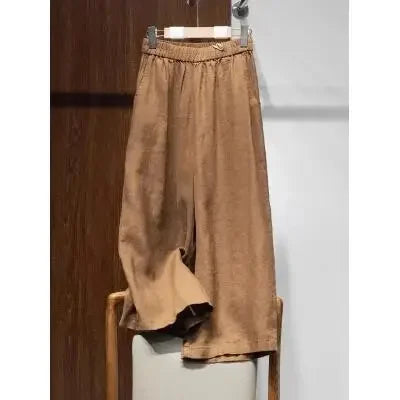 Pantalon amincissant en coton et lin pour femmes