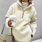 Sweat-shirt surdimensionné à col montant pour femmes