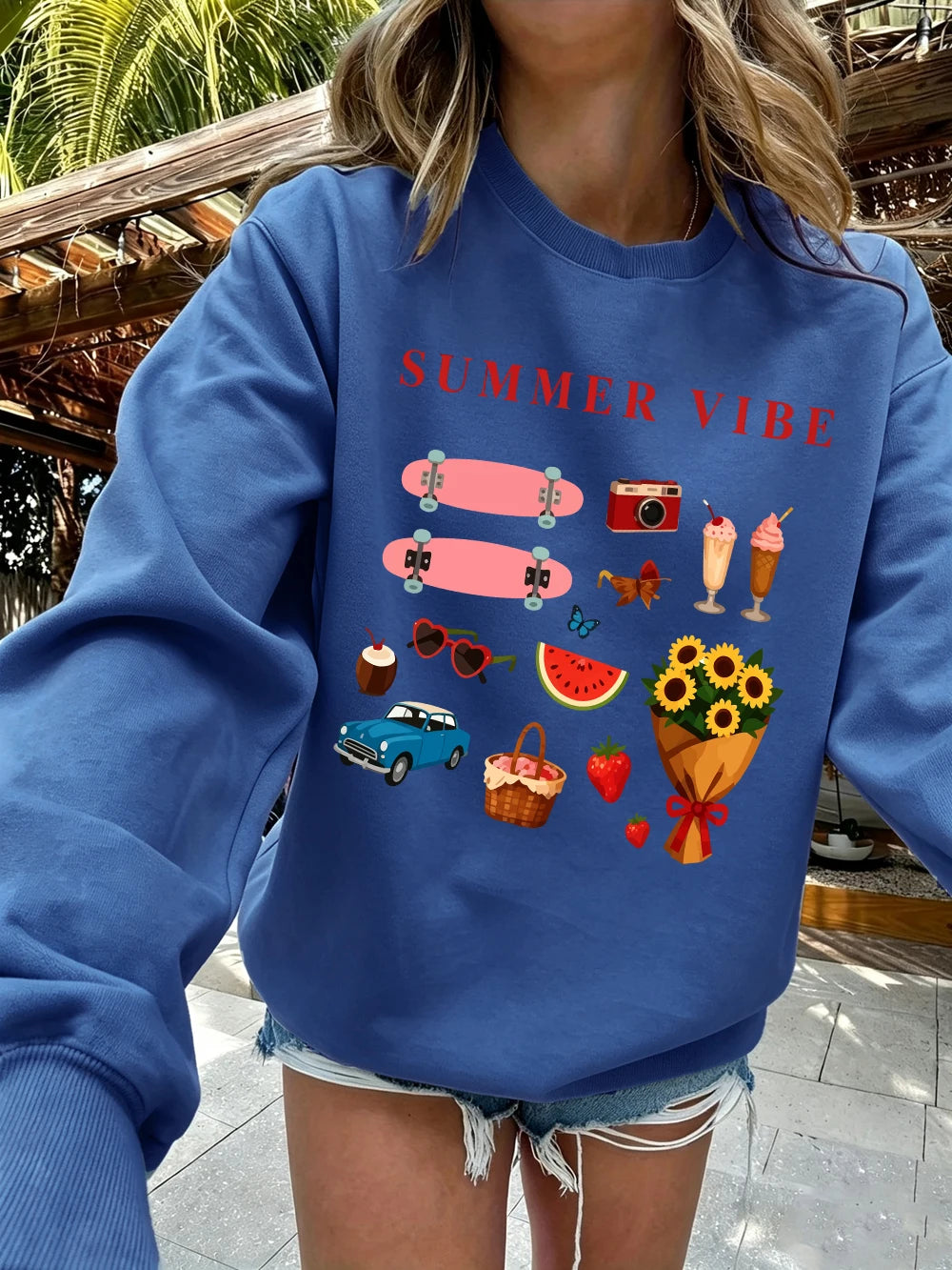 Sweat-shirts imprimés à motifs estivaux pour femmes