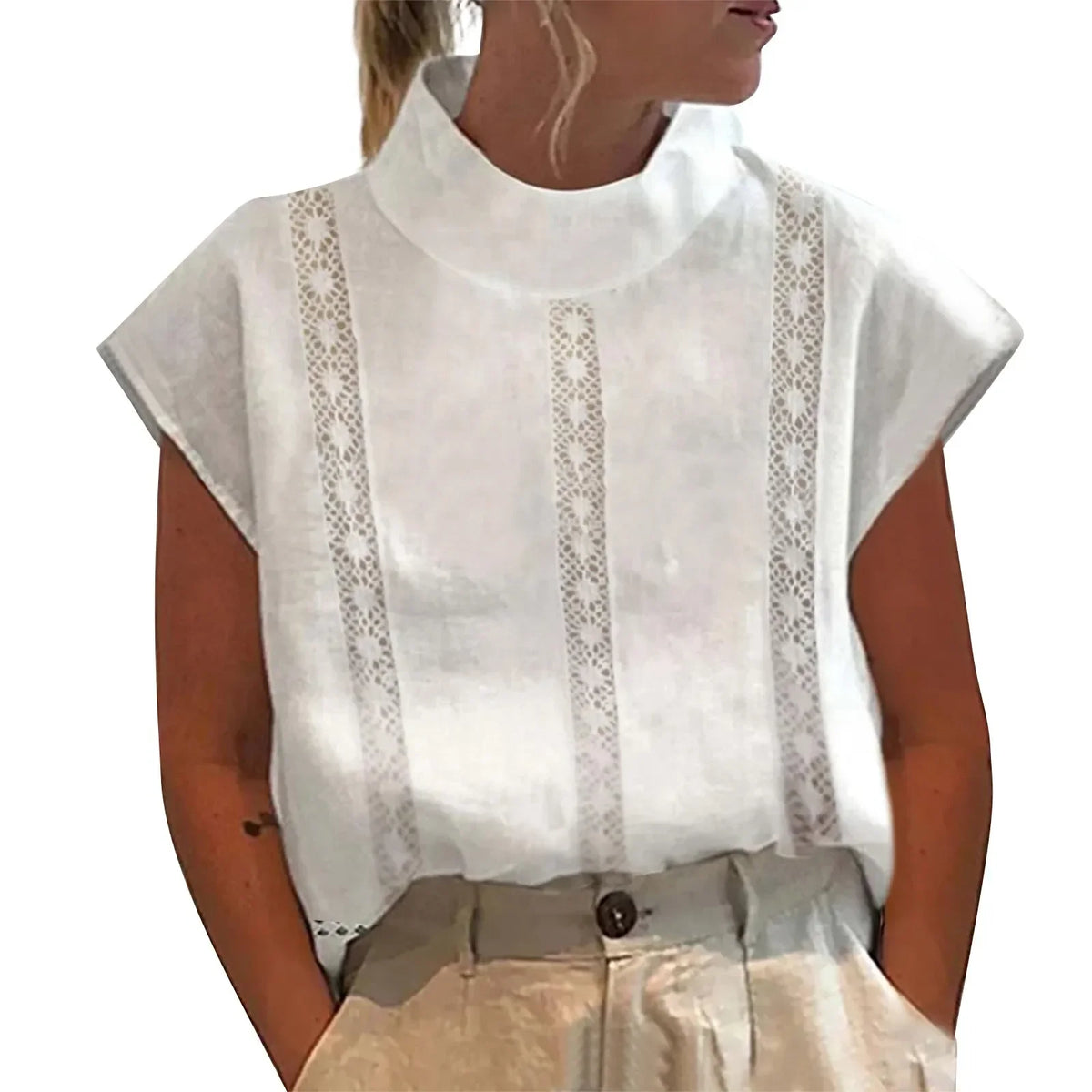 Chemise blanche légère en lin de coton pour femmes