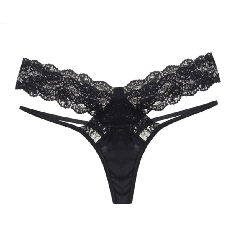 String taille basse en dentelle transparente pour femmes
