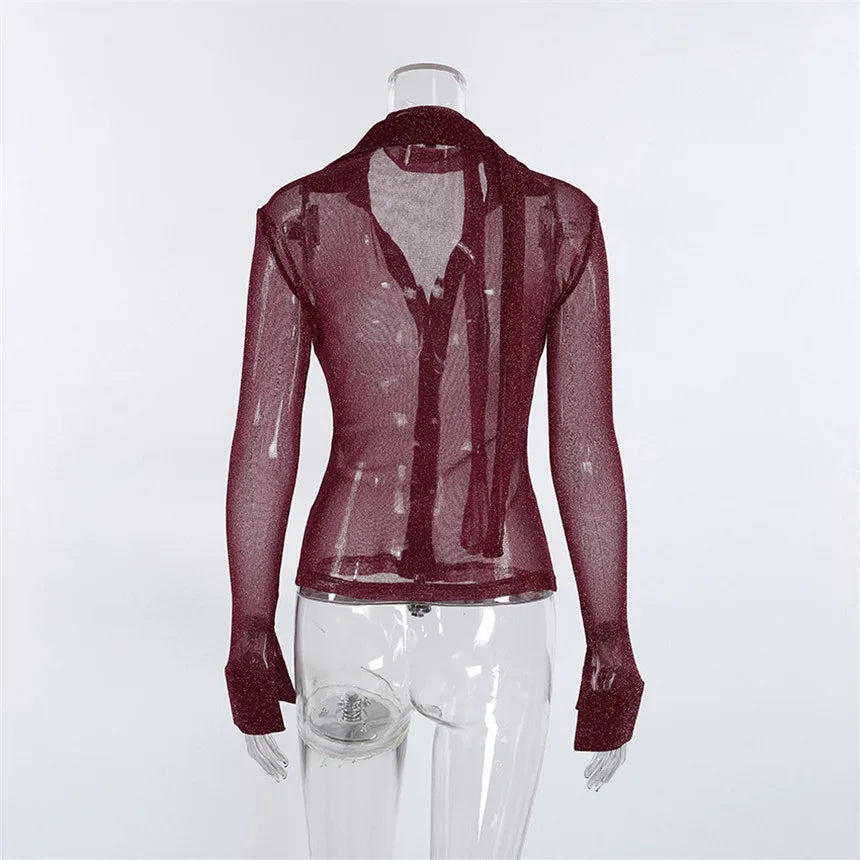 Chemise transparente et brillante pour femmes