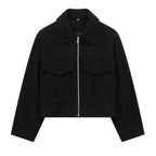 Manteau en laine avec fermeture éclair de luxe pour femmes