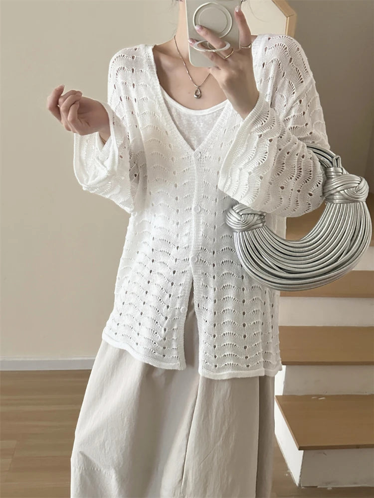 Cardigan Ajouré Femme – Crochet et Col V