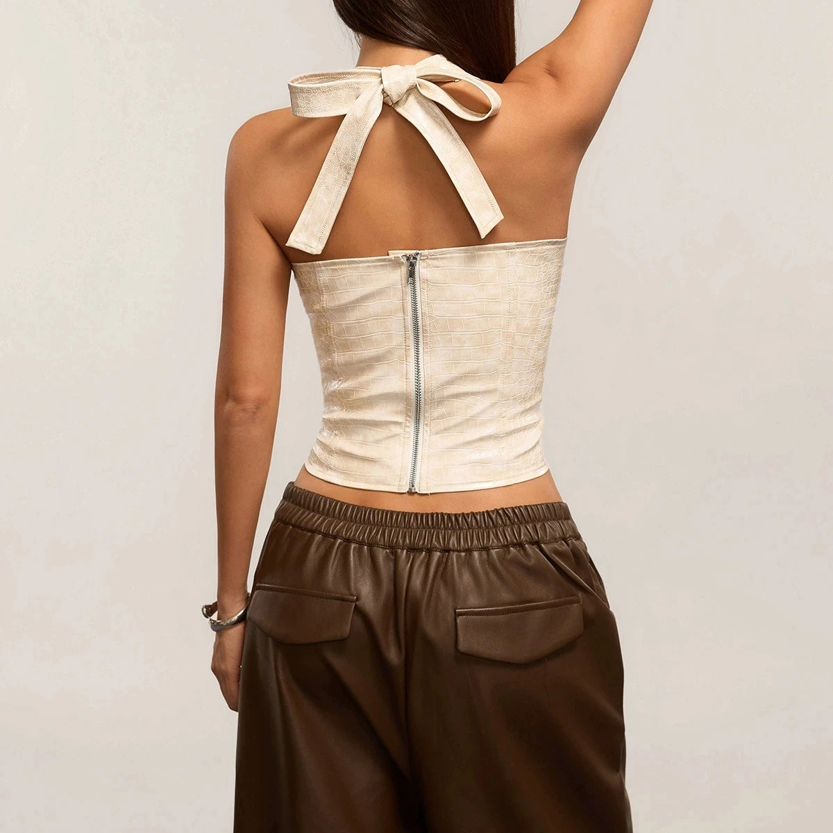 Haut Court Licou Femme – Effet Cuir PU