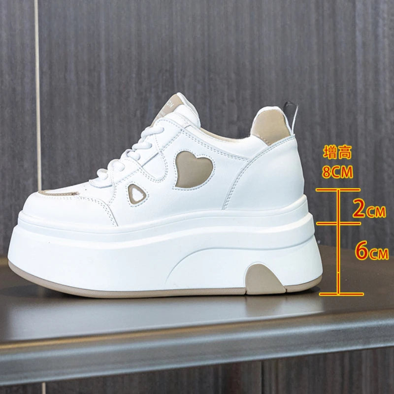 Baskets plate-forme en cuir pour femmes