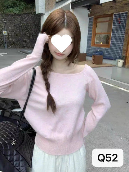 Haut Court en Maille Femme – Coupe Ample et Épaules Tombantes