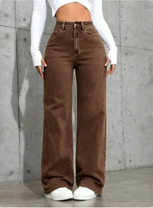 Jean Droit Large Femme – Taille Haute