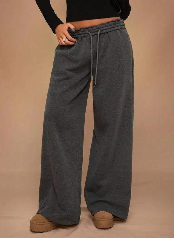 Pantalon large en molleton élastique avec doublure polaire pour femmes