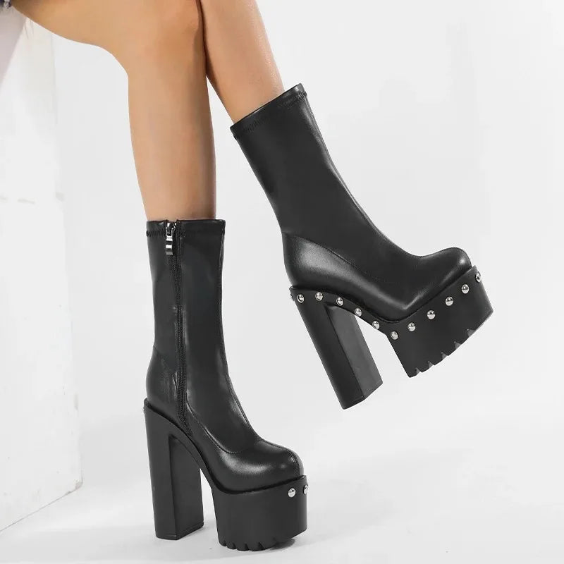 Bottines à plateforme et talons de 14cm pour femmes
