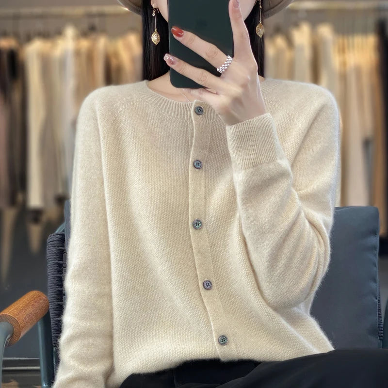 Cardigan ample 100% laine pure pour femmes