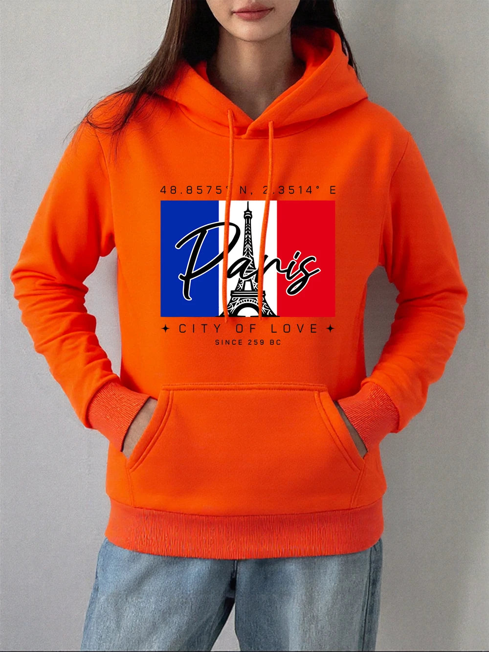 Sweat-shirts à capuche imprimés Paris Ville Amour pour femmes