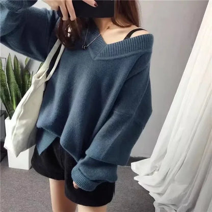 Pull Col V Femme – Maille Style Coréen