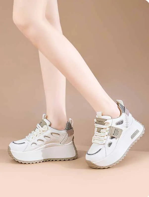 Baskets en cuir véritable confortable respirant pur femmes