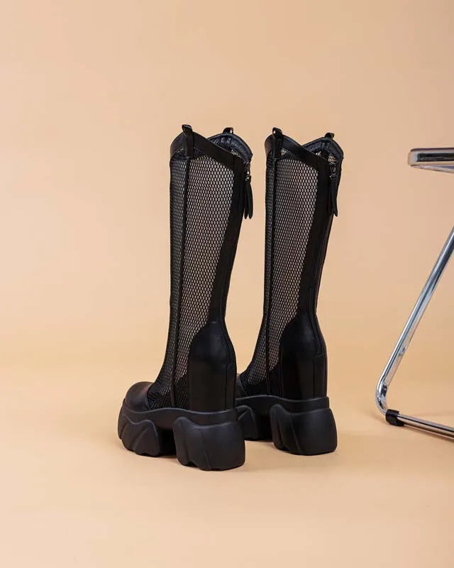 Bottes genou haute à plate-forme pour femmes