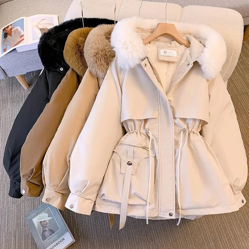 Manteau d'hiver rembourrée à capuche pour femmes