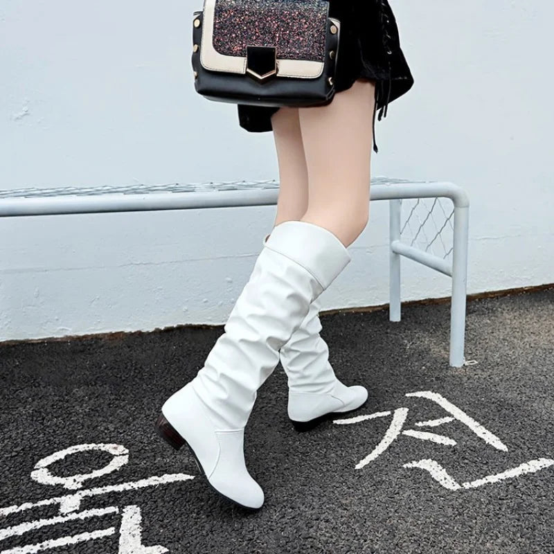 Bottes en cuir à talon pour femmes
