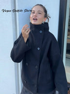 Manteau court en laine pour femmes