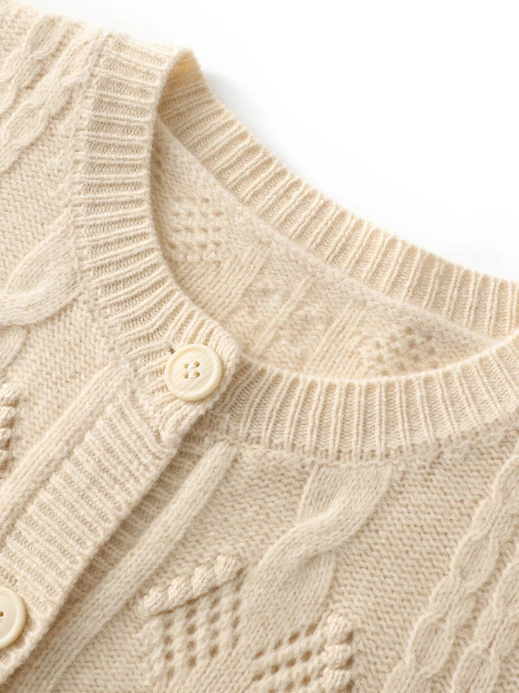 Pull cardigan en cachemire de style vintage creux pour femmes