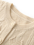 Pull cardigan en cachemire de style vintage creux pour femmes