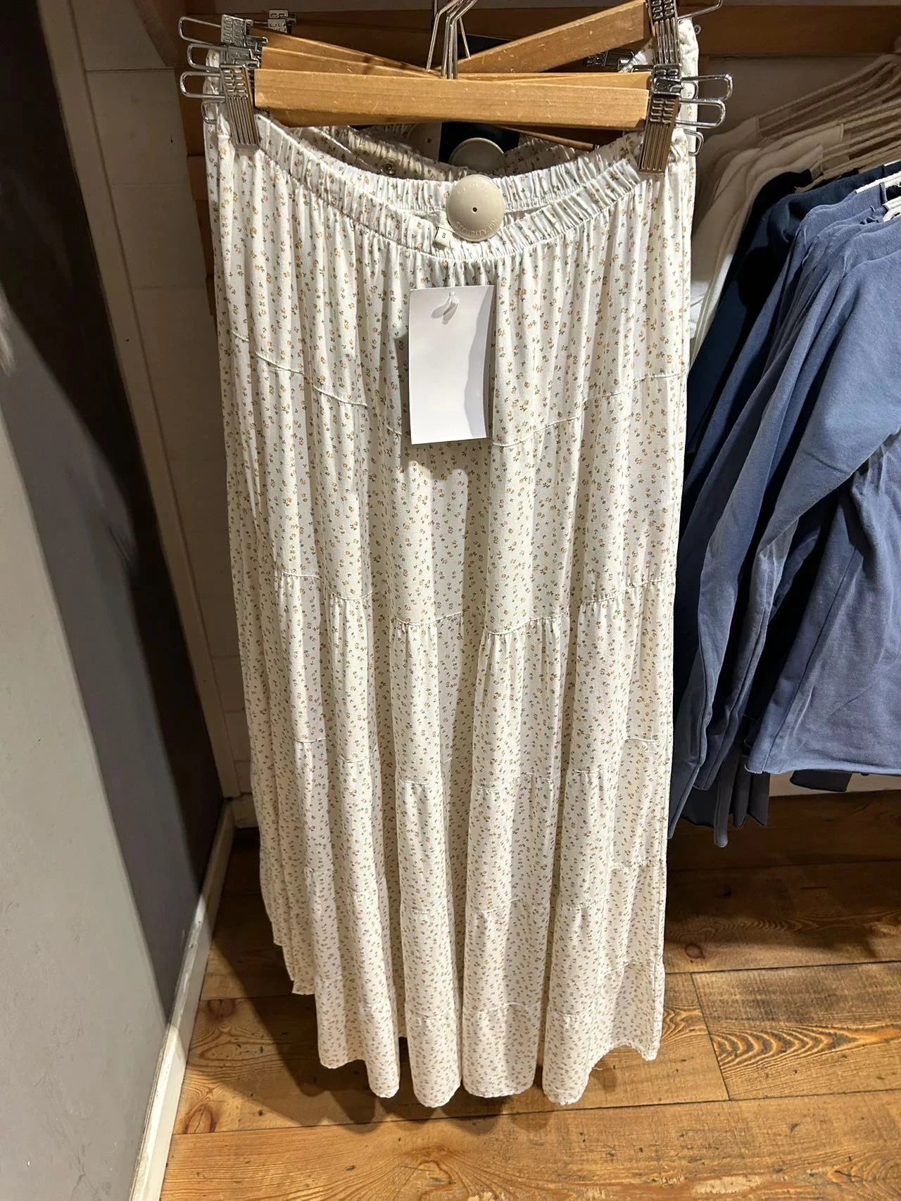Jupe longue en coton à fleurs roses pour femmes