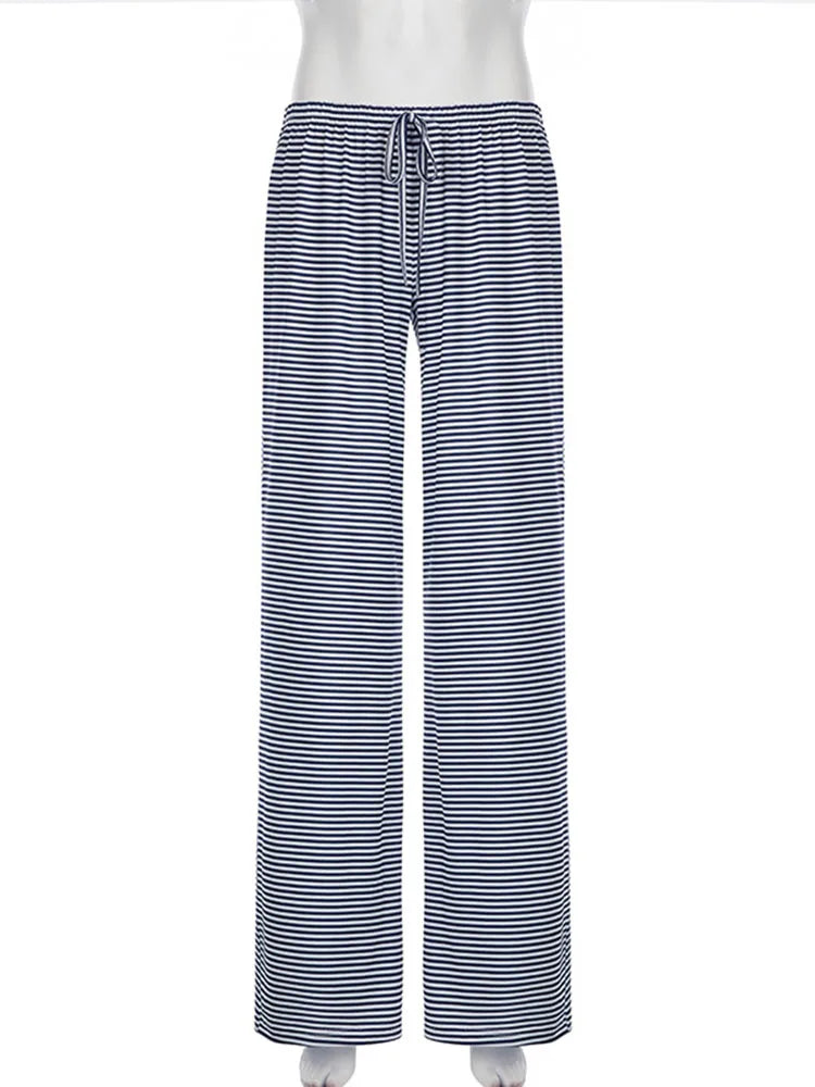 Pantalon de survêtement taille basse à rayures pour femmes