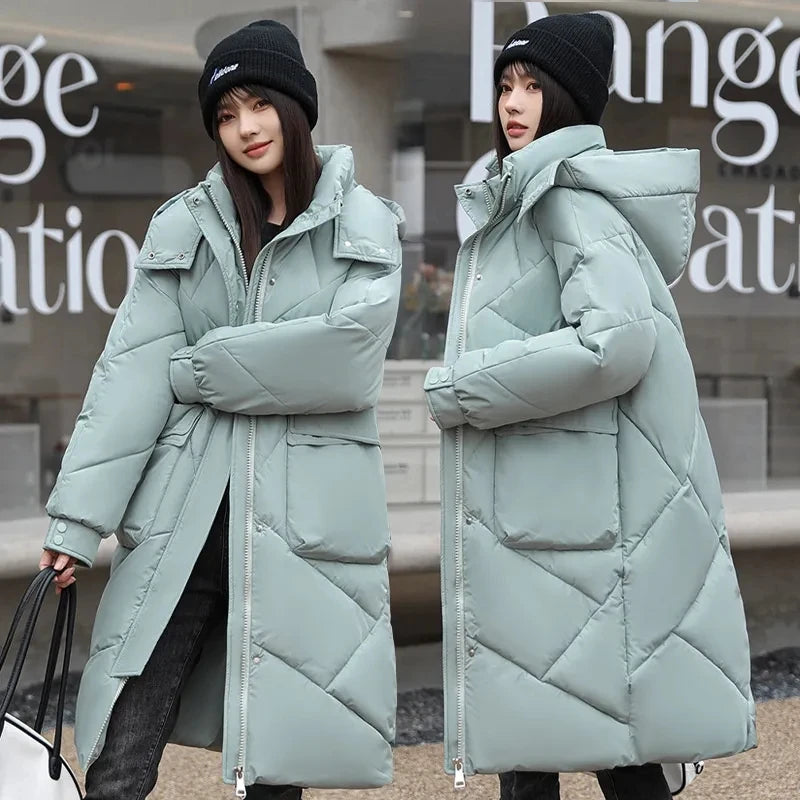 Manteau à capuche solides à grandes poches pour femmes