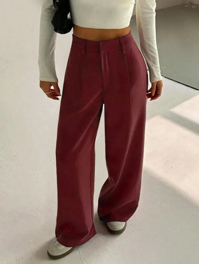 Pantalon Ample Femme – Taille Haute et Tissu Léger